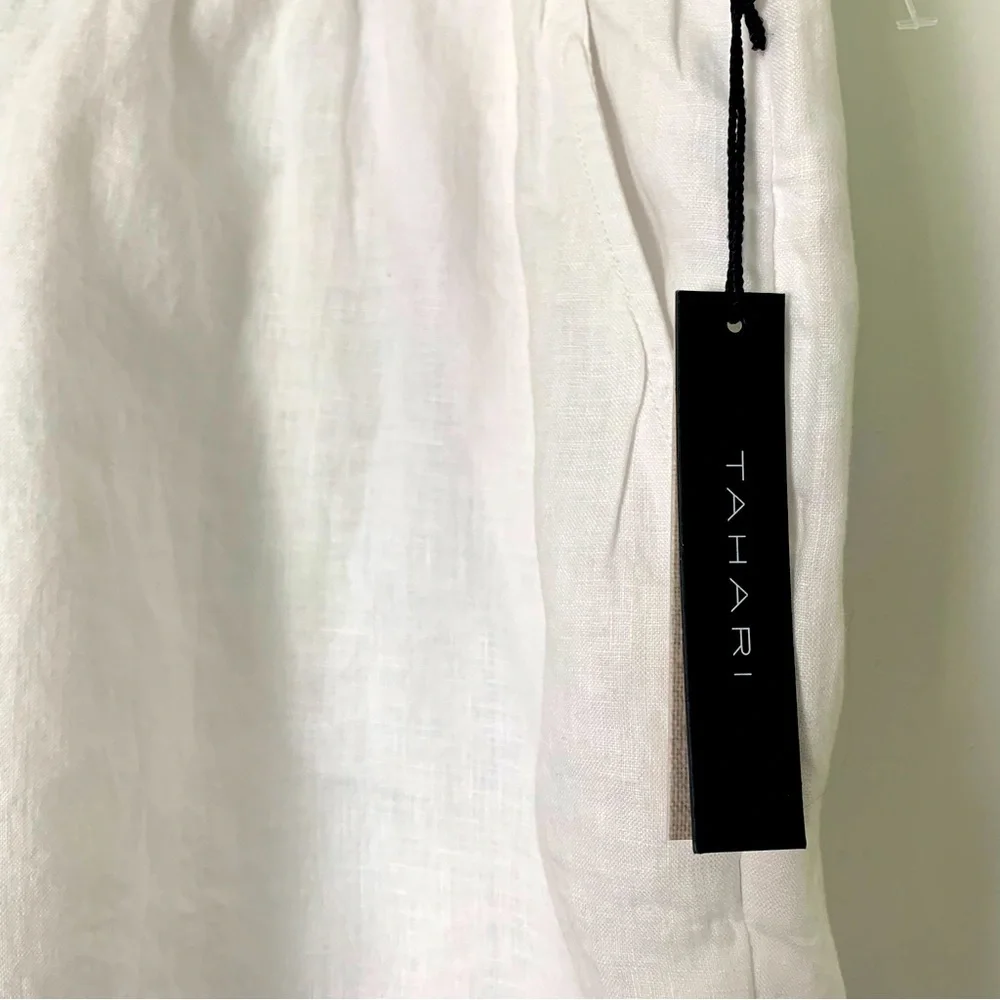 TAHARI 100% LINEN White Pull-On Shorts Size 2X NEW - Picture 2 of 5